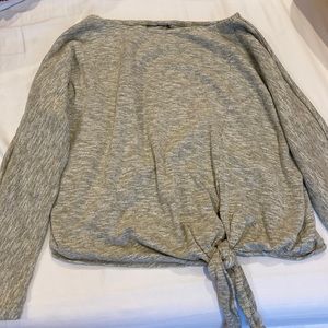 Grey long sleeve shirt with tie on bottom! Good condition!!